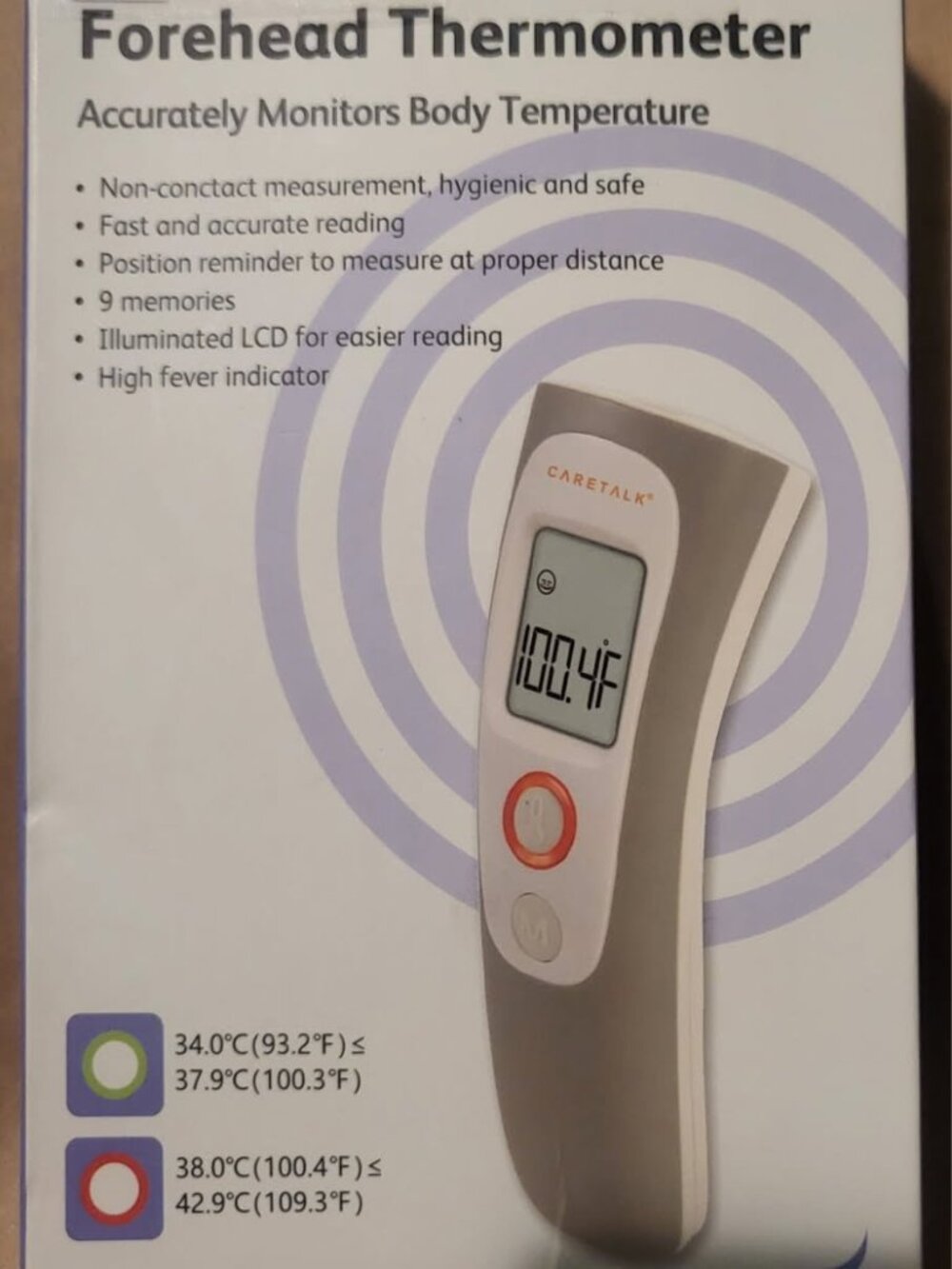 The Caretalk Non-Contact Forehead Thermometer (model TH1009N)